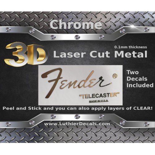 Fender Telecaster 3D Metal Guitar Decal M15 Fender Telecaster 3D Metal Guitar Decal M15