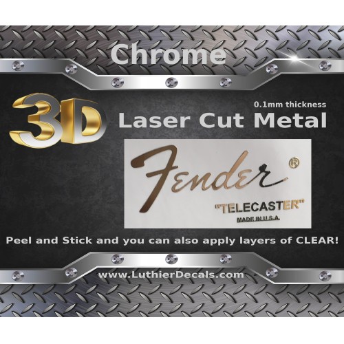 Fender Telecaster 3D Metal Guitar Decal M15b Fender Telecaster 3D Metal Guitar Decal M15b