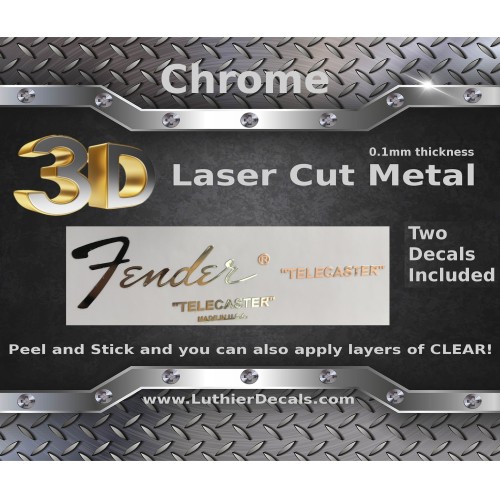 Fender Telecaster 3D Metal Guitar Decal M17 Fender Telecaster 3D Metal Guitar Decal M17