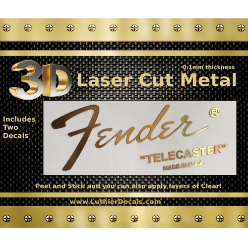 Fender Telecaster 3D Metal Guitar Decal M18 Fender Telecaster 3D Metal Guitar Decal M18