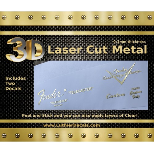 Fender Telecaster 3D Metal Guitar Decal M3 Fender Telecaster 3D Metal Guitar Decal M3