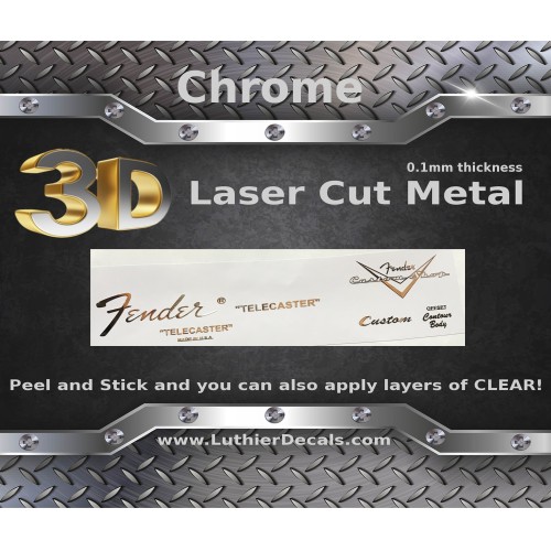 Fender Telecaster 3D Metal Guitar Decal M37b Fender Telecaster 3D Metal Guitar Decal M37b