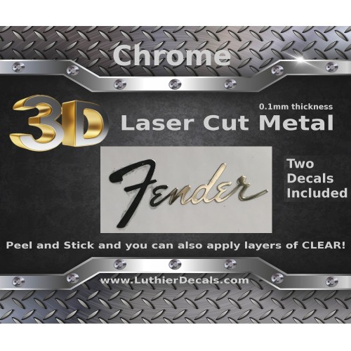 Fender Stratocaster Guitar Decal 3D Metal M6 Fender Stratocaster Guitar Decal 3D Metal M6