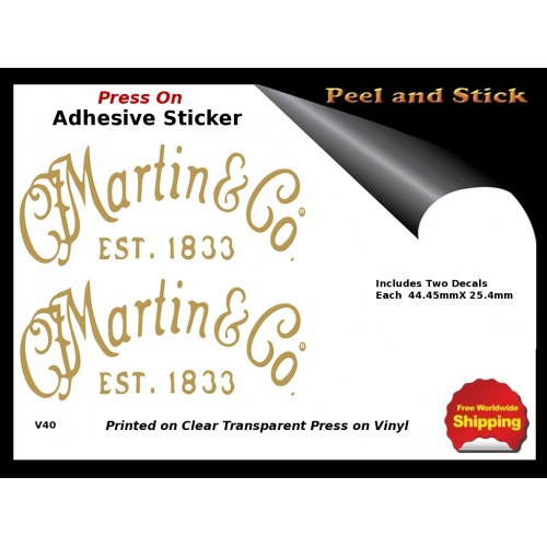Martin & Co. Peel and Stick Rub on Guitar Decal V40 Martin & Co. Peel and Stick Rub on Guitar Decal V40