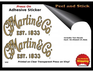 Martin & Co. Peel and Stick Rub on Guitar Decal V42
